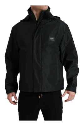 Svart Windbreaker Jacka med Logodetaljer