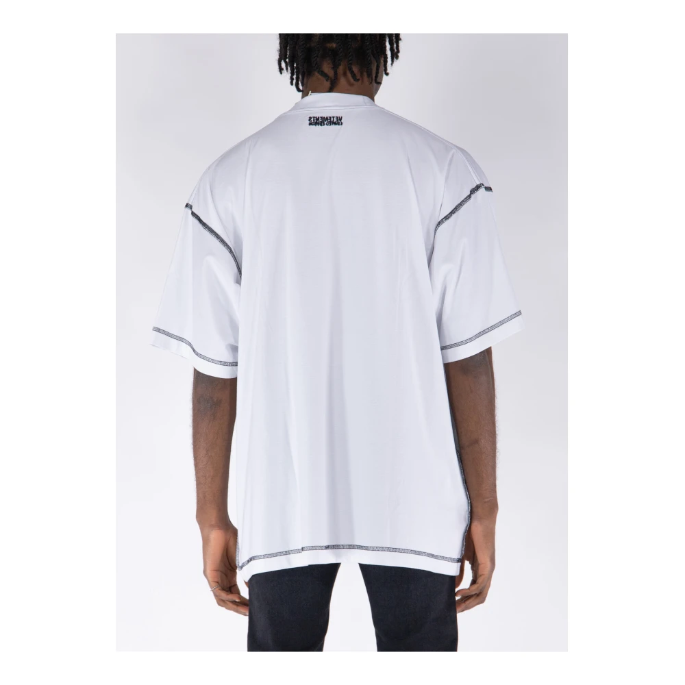 Vetements Borduursel Logo Inside-Out T-Shirt White Heren