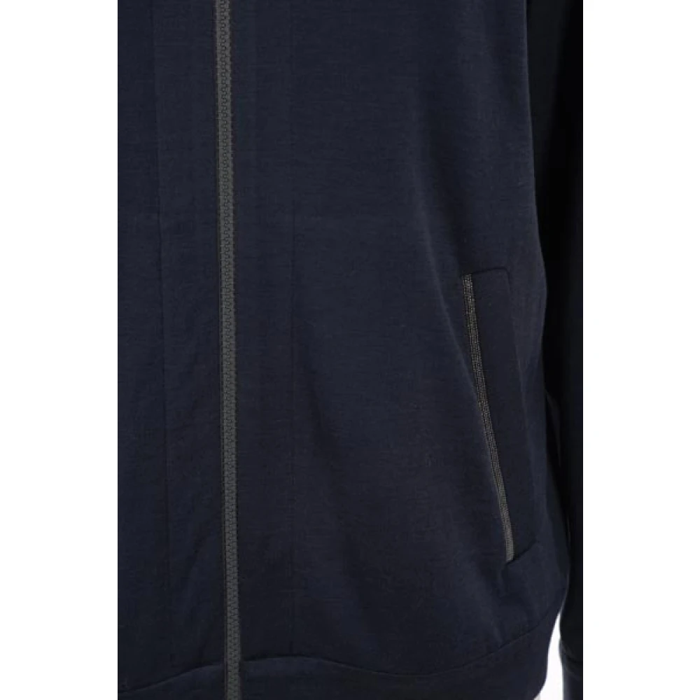 BRUNELLO CUCINELLI Blauwe trui met capuchon en rits Black Dames