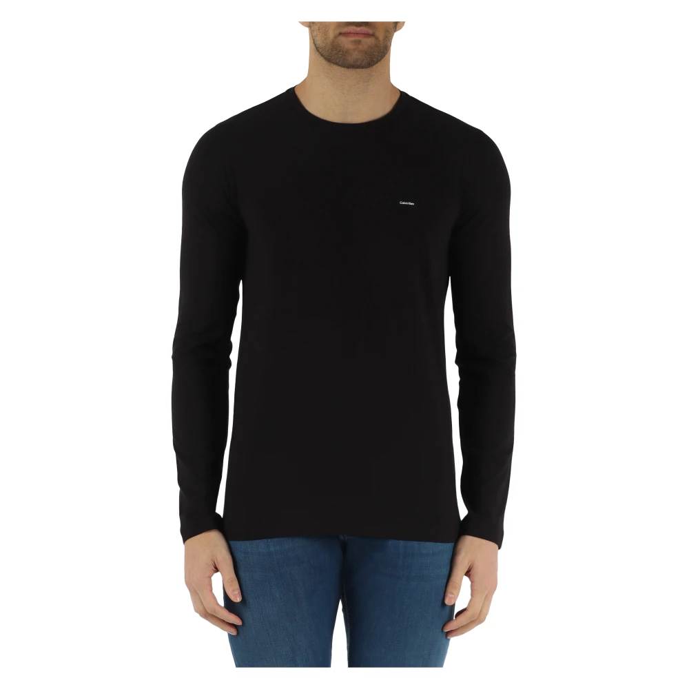 Calvin Klein Slim Fit T-shirt met Lange Mouwen en Stretchkatoen Black Heren