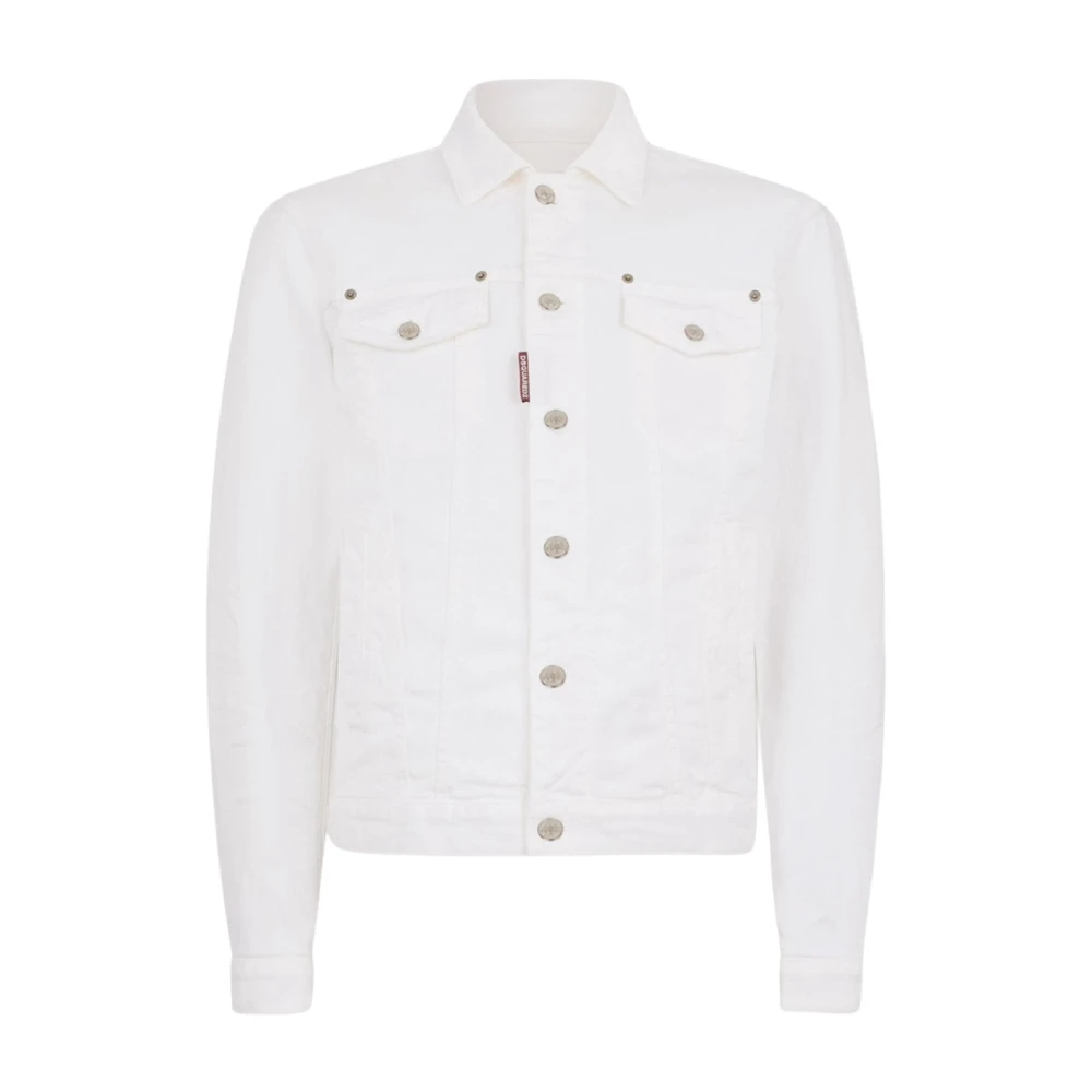 Dsquared2 Men's White Logo-Patch Denim Jacket