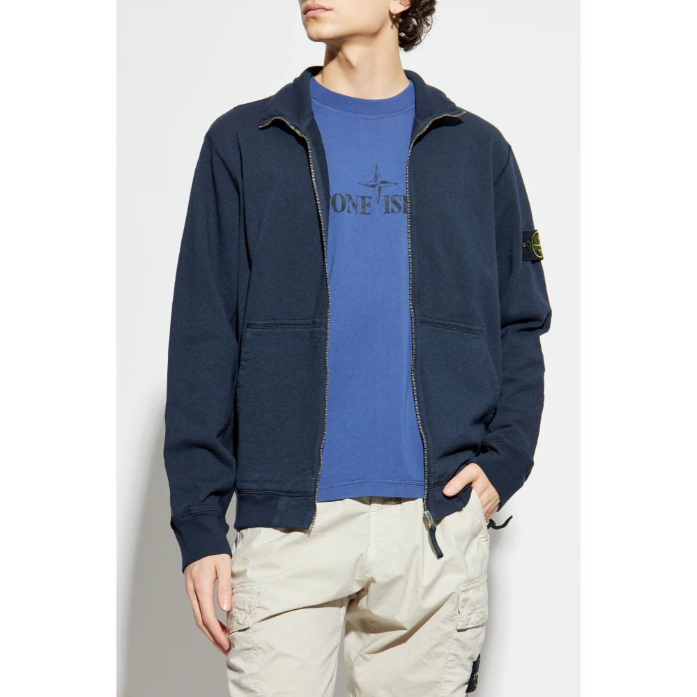 Stone Island Sweatshirt met opstaande kraag Blue Heren