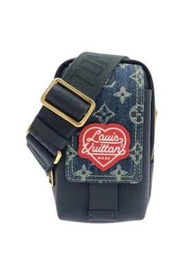 Pre-owned Monogram Denim Double Phone Pouch Shoulder Bag