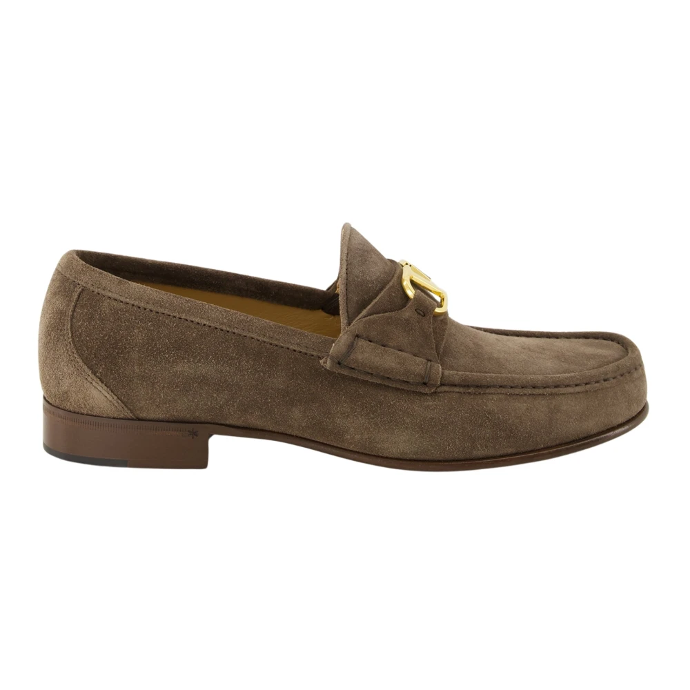 Valentino Garavani Men's Brown Loafers, 9 Uk, Vlogo Signature Suede Loafer
