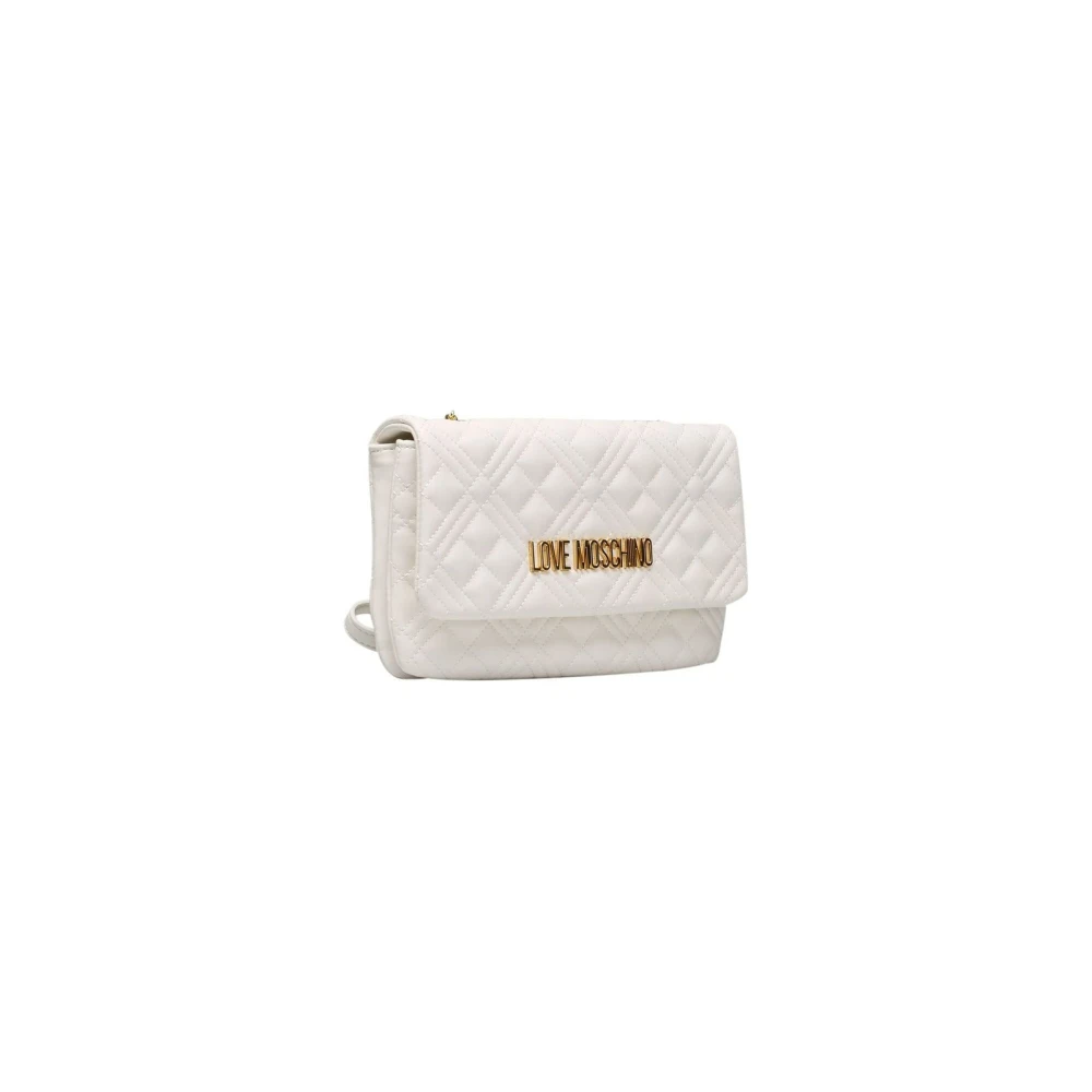 Love Moschino Crossbody tassen met klep sluiting en gouden details White Dames
