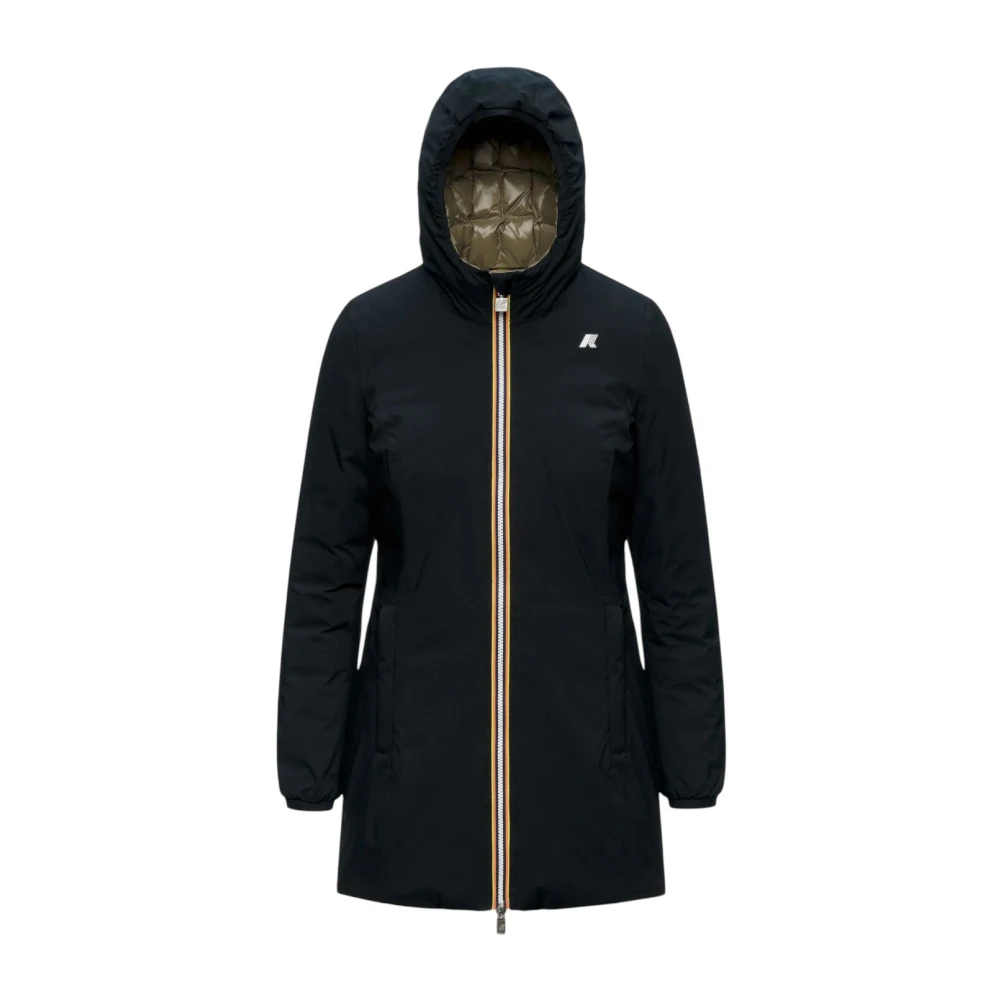 K-Way Donna Nero Cappotti, L, New,