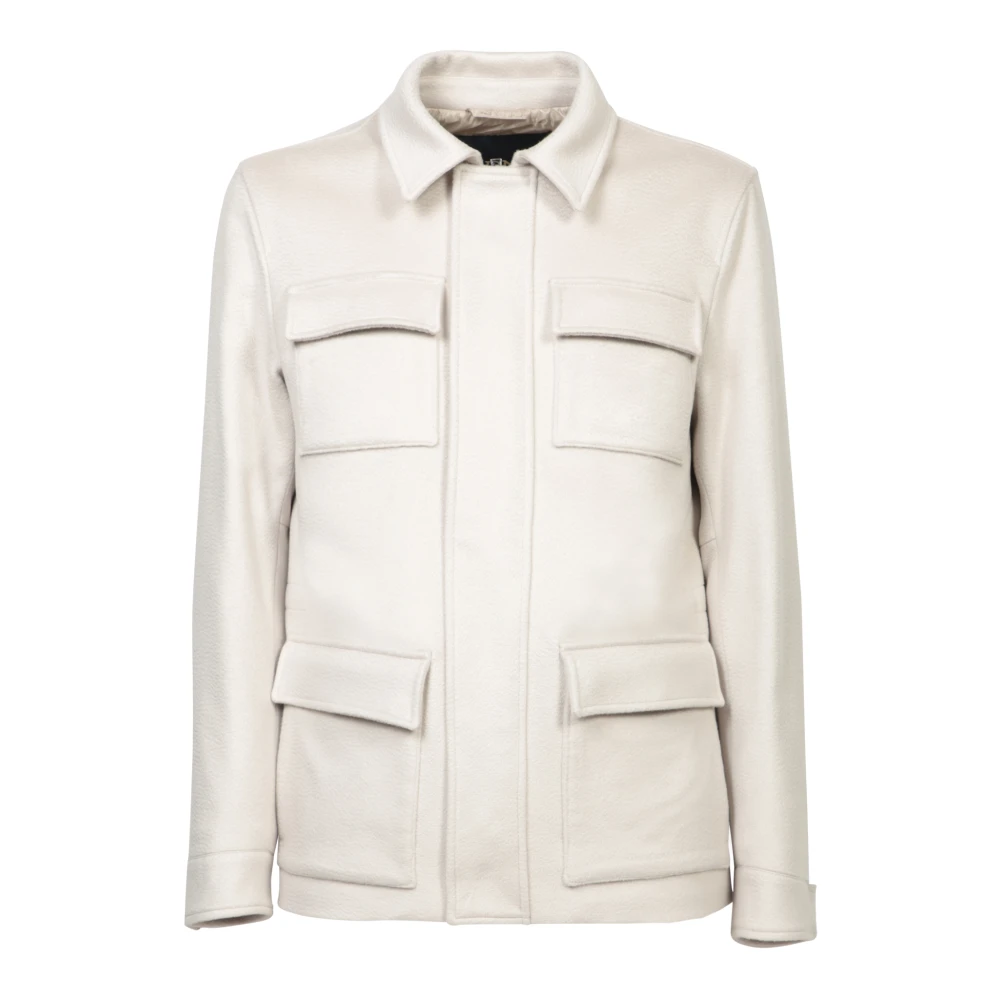Herno Elegante Ivoorkleurige Kasjmier Jas White Heren