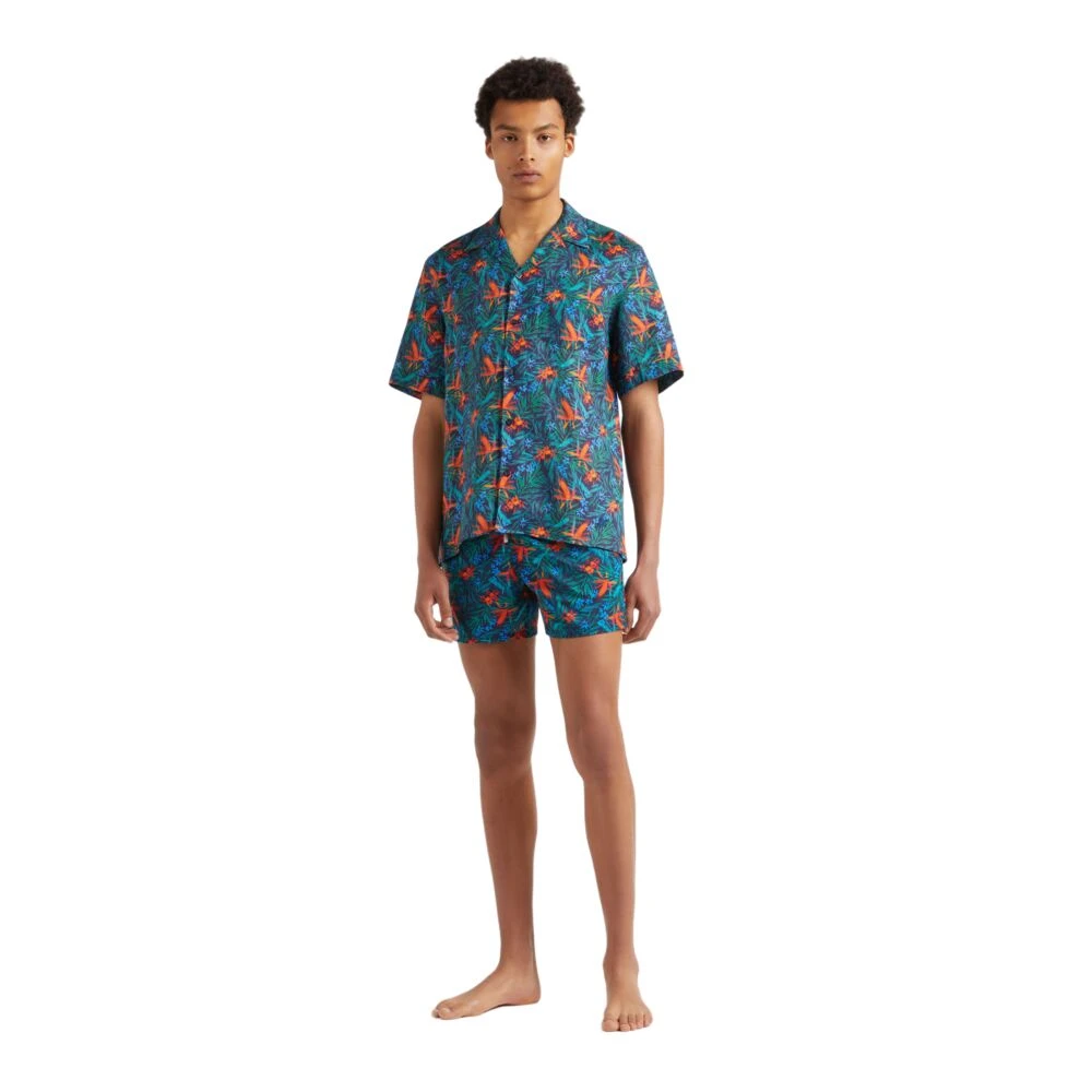 Vilebrequin Tropische bloemen linnen bowling shirt voor heren Multicolor Heren
