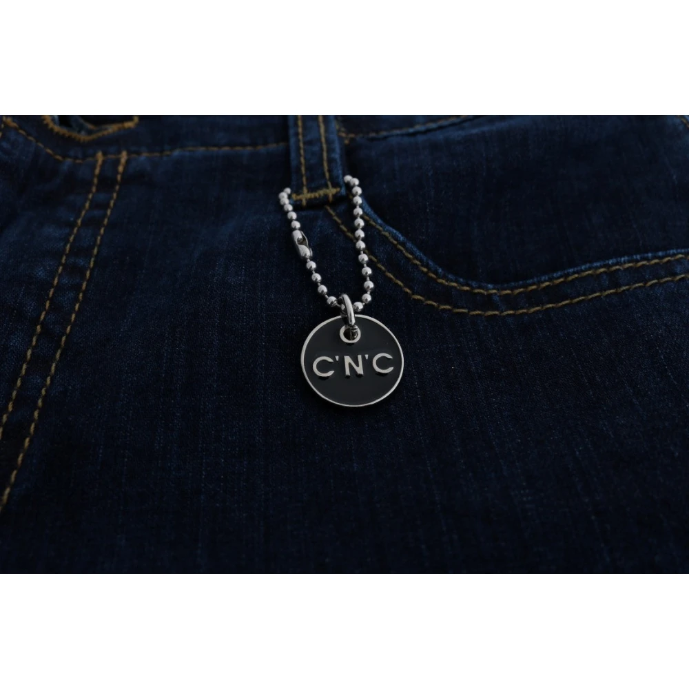 Costume National Blauwe Uitlopende Katoenen Jeans Blue Dames