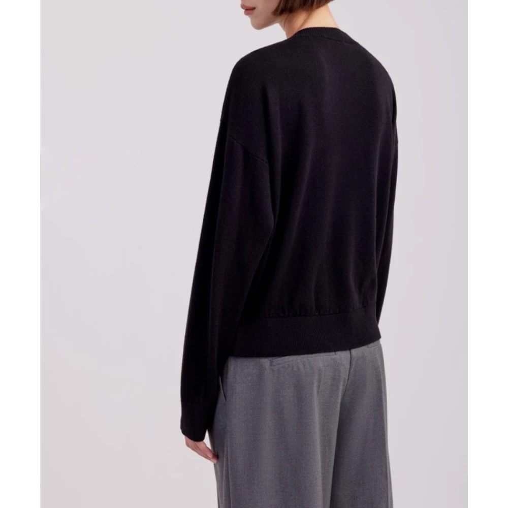 Filippo De Laurentiis Merino Cashmere Zijde Ronde Hals Sweater Black Dames