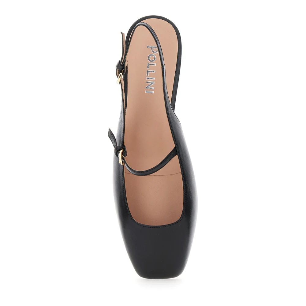 Pollini Zwarte Leren Slingback Ballerina's Black Dames