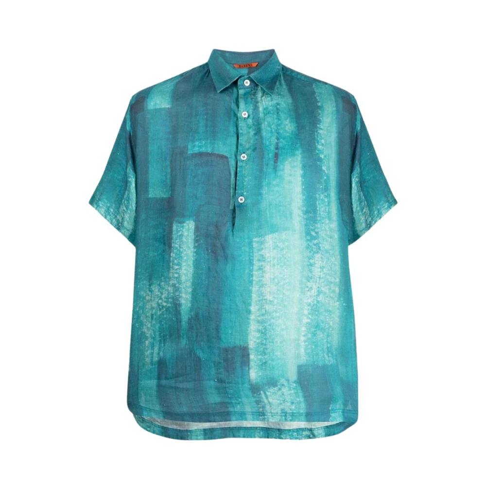 Barena Venezia Men's Blue Short Sleeve Shirts, M, Polo Shirt With Print