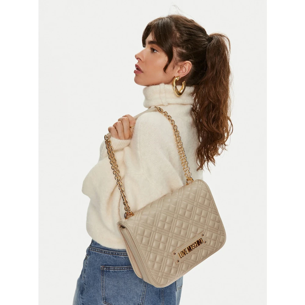 Love Moschino Gewatteerde Pu Schoudertas Ivoor Beige Dames