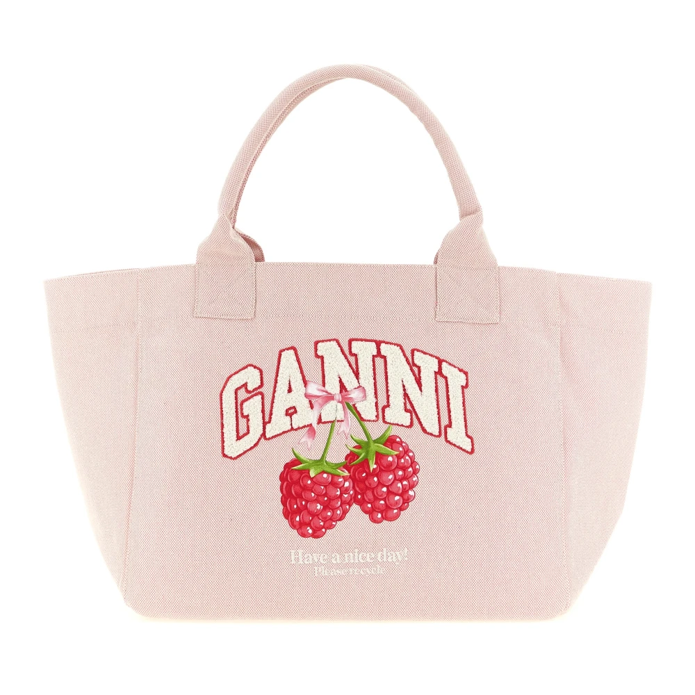 Ganni Women's Pink Shopping Bags, One Size, Medium Shopping Bag
