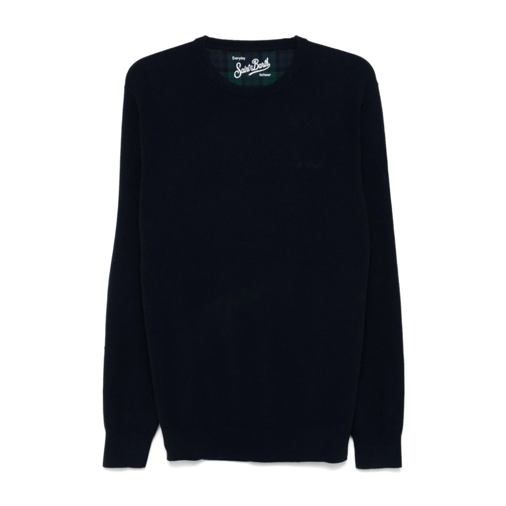 MC2 Saint Barth Blauwe Wol-Kasjmier Trui met Logo Blue Heren
