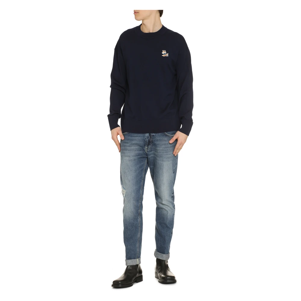 Maison Kitsuné Wollen Trui met Vos Patch Blue Heren