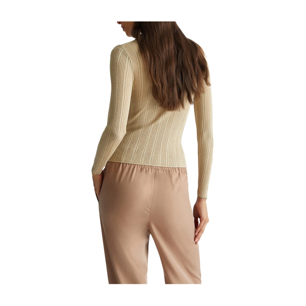 Liu Jo Gouden Sweater Trendy V-Hals Glamour Yellow Dames