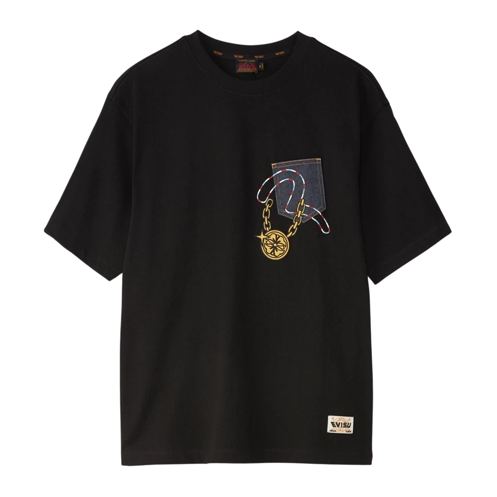 Evisu Zwart Katoen Regular Fit T-Shirt Black Heren