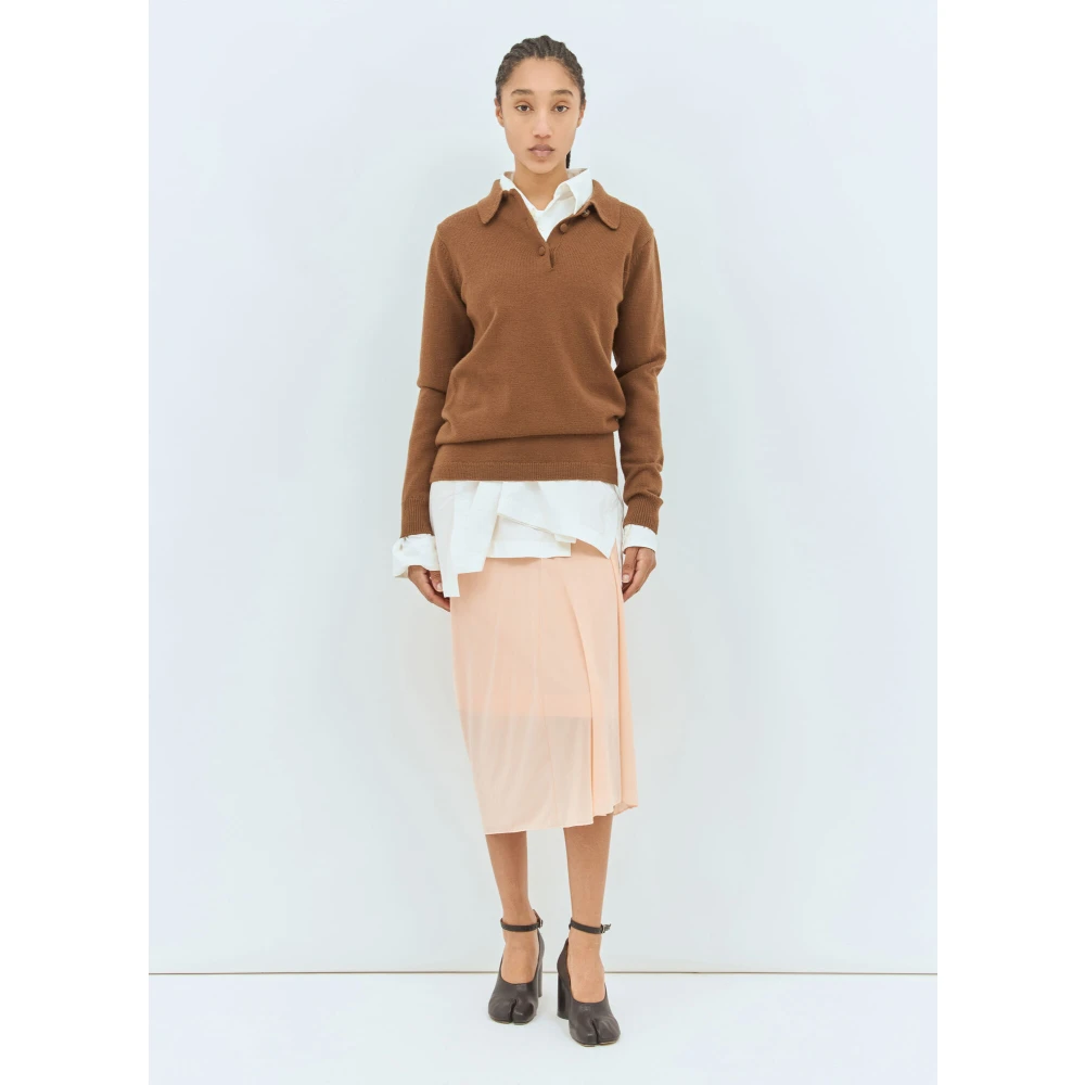 Dries Van Noten Hoge Taille Gedrapeerde Rok Stretch Weefsel Pink Dames