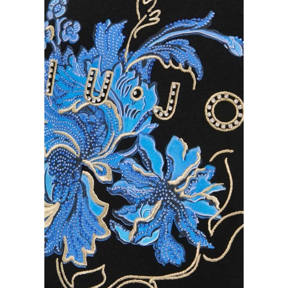 Liu Jo Zwart T-shirt met decoratieve borduurwerk Black Heren