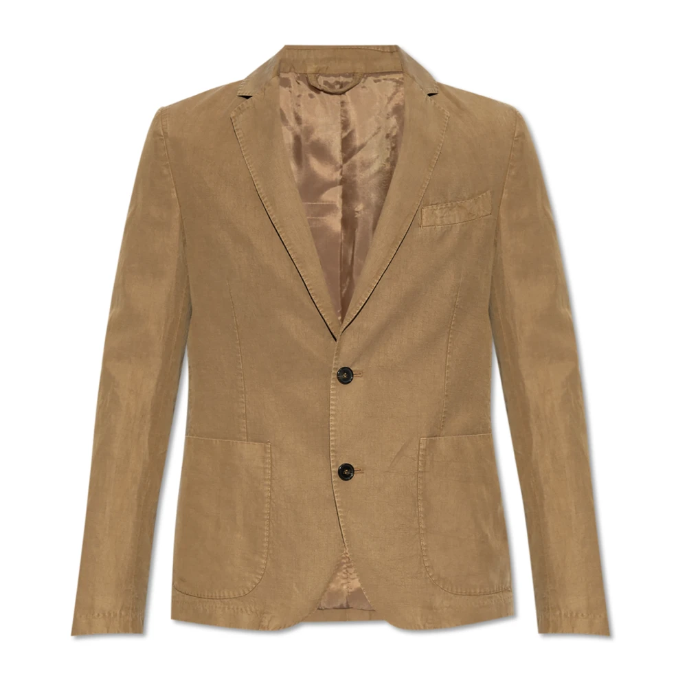 Officine Générale Blazer met linnen afwerking Brown Heren