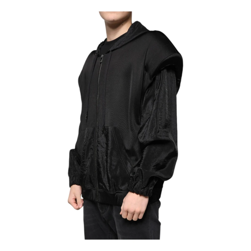 Dolce & Gabbana Zwarte Logo Hooded Bomberjack Black Heren