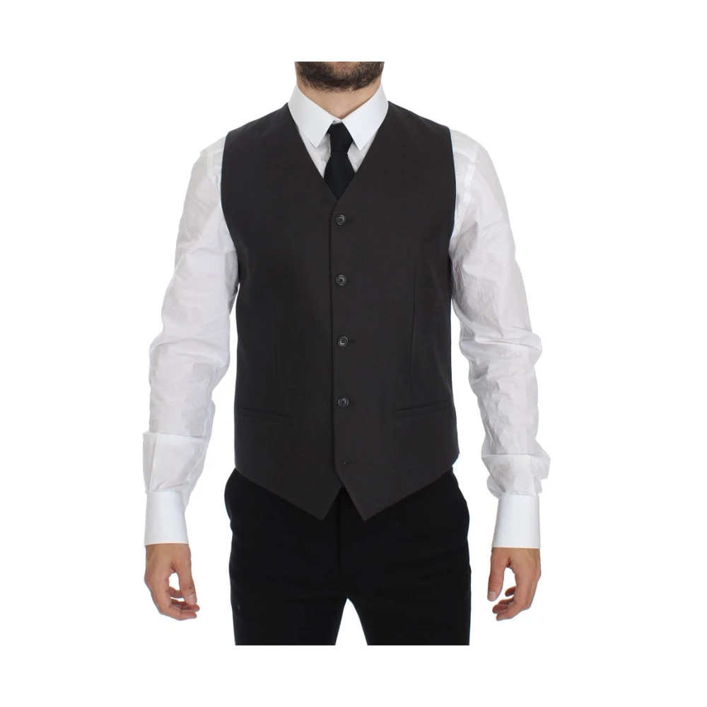 Dolce & Gabbana Elegante grijze linnen blazer en vest Gray Heren