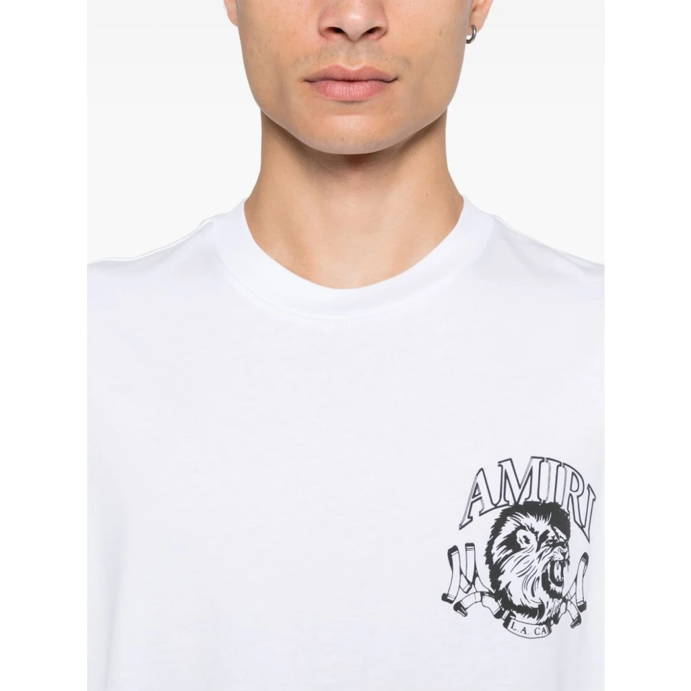 Amiri Leeuw Omlijning Katoenen T-shirt Wit White Heren