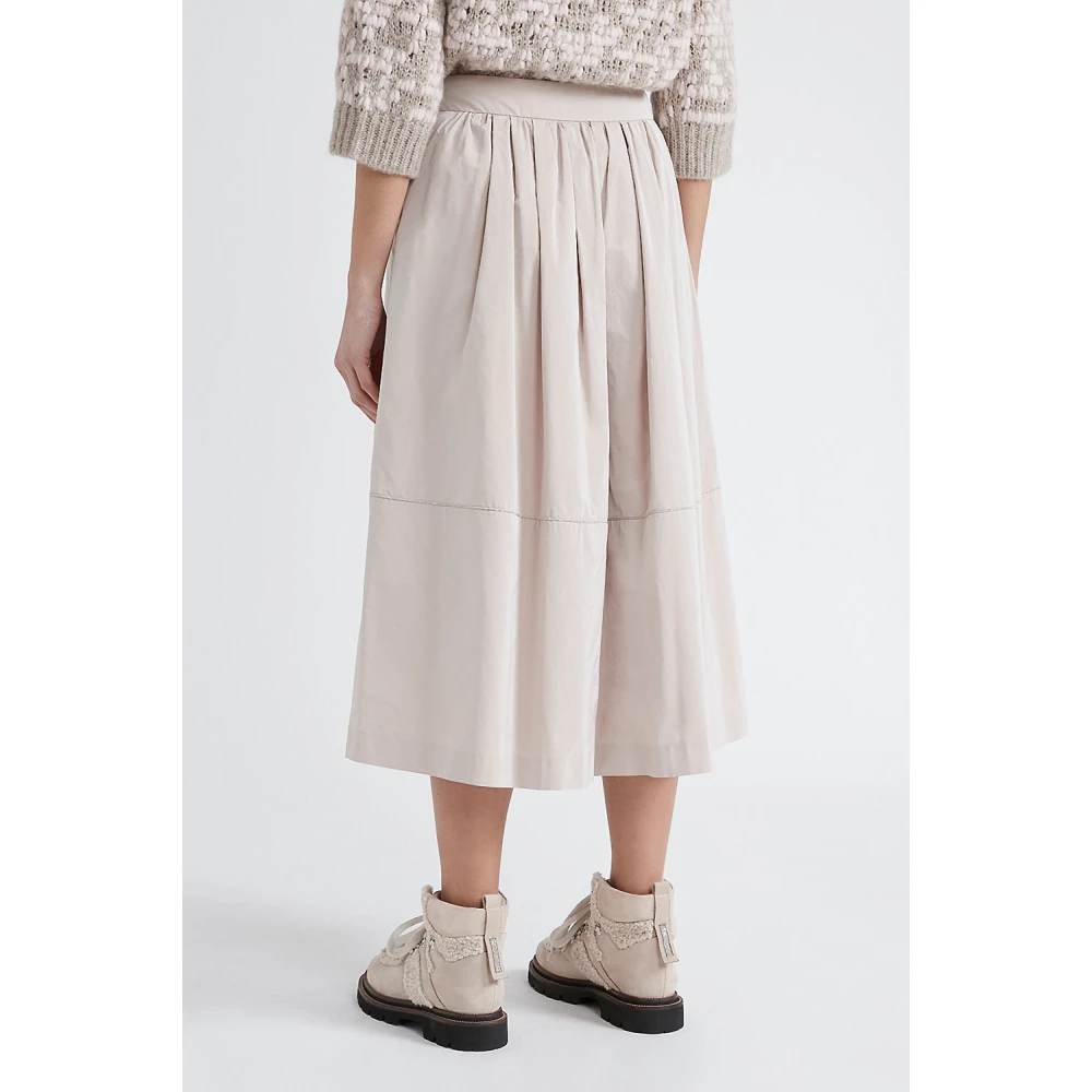 PESERICO Technische tafzijden lange geplooide rok Beige Dames