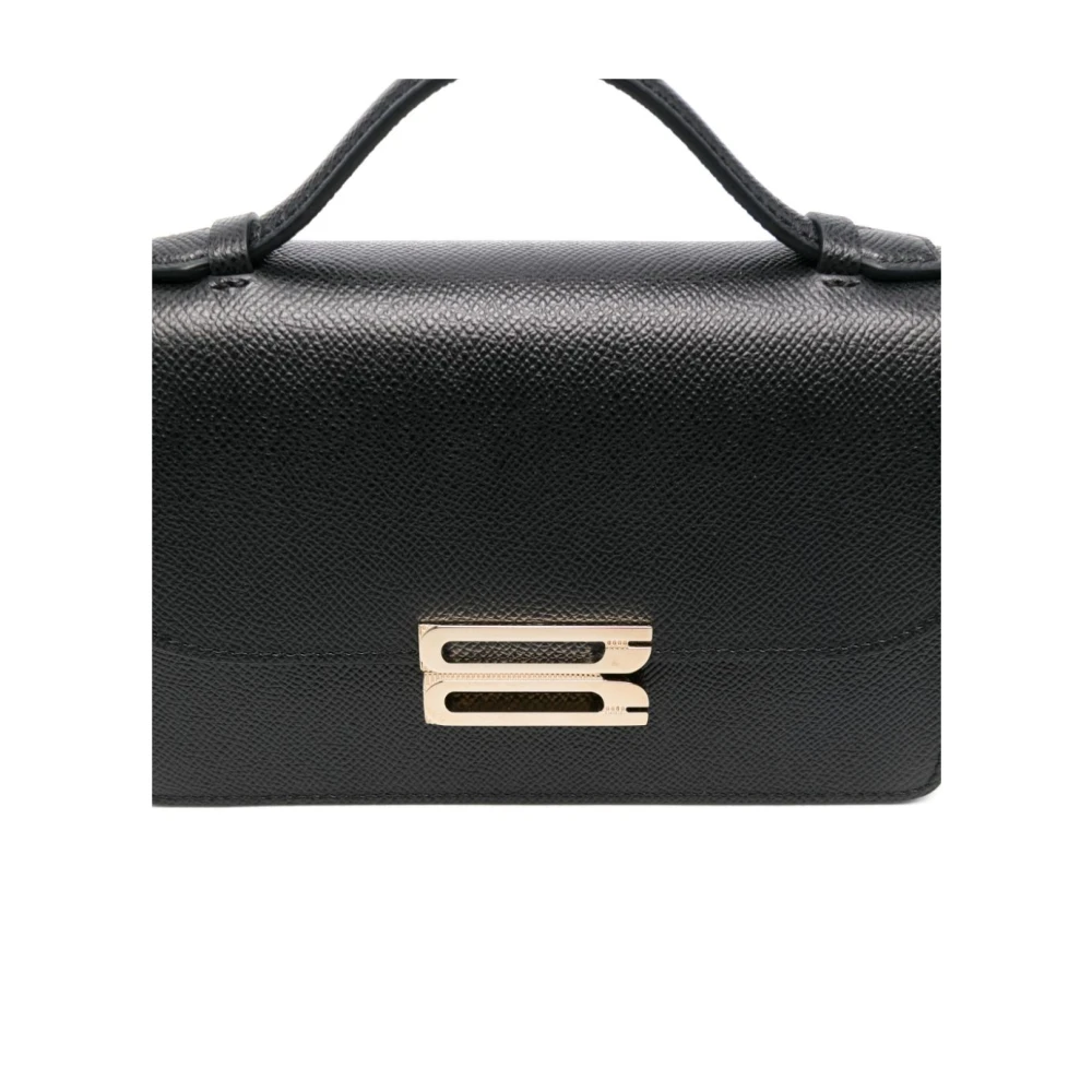 Victoria Beckham Gestructureerde Zwarte Leren Schoudertas Black Dames