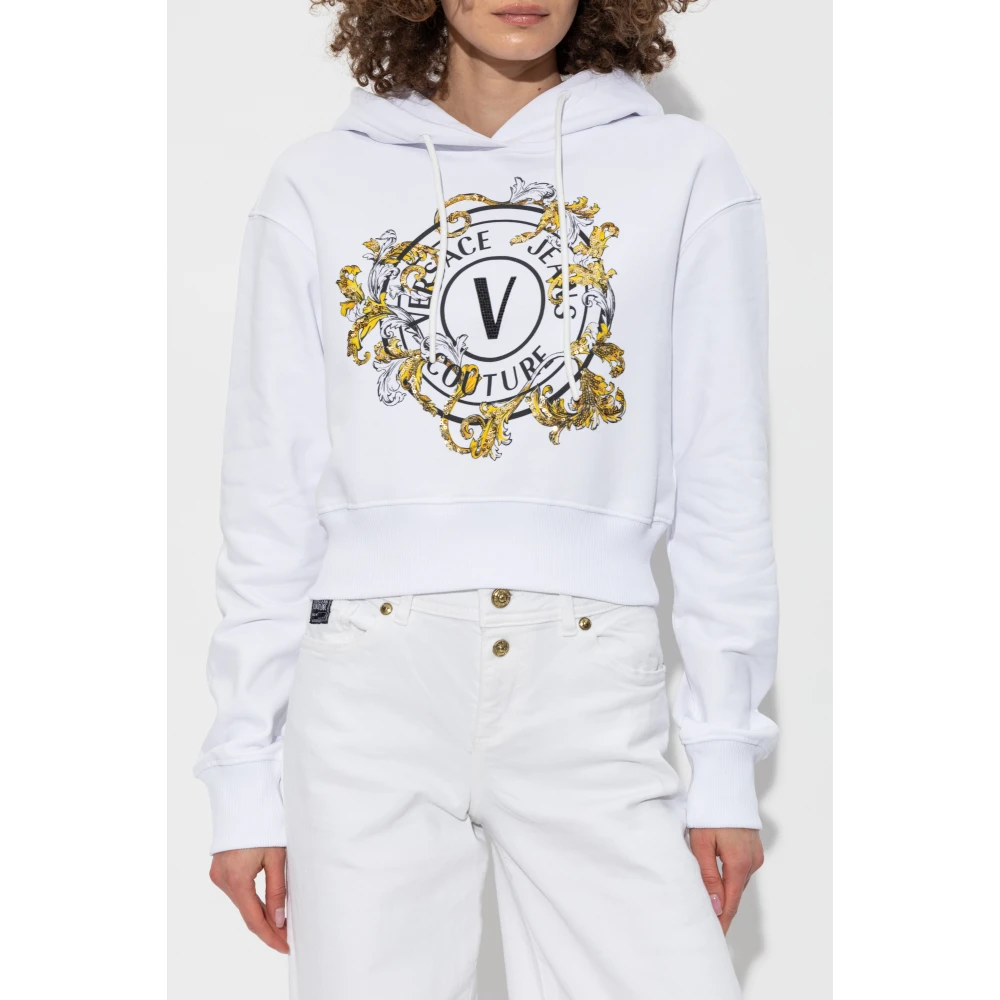 Versace Jeans Couture Sweatshirt met print en glinsterende pailletten White Dames