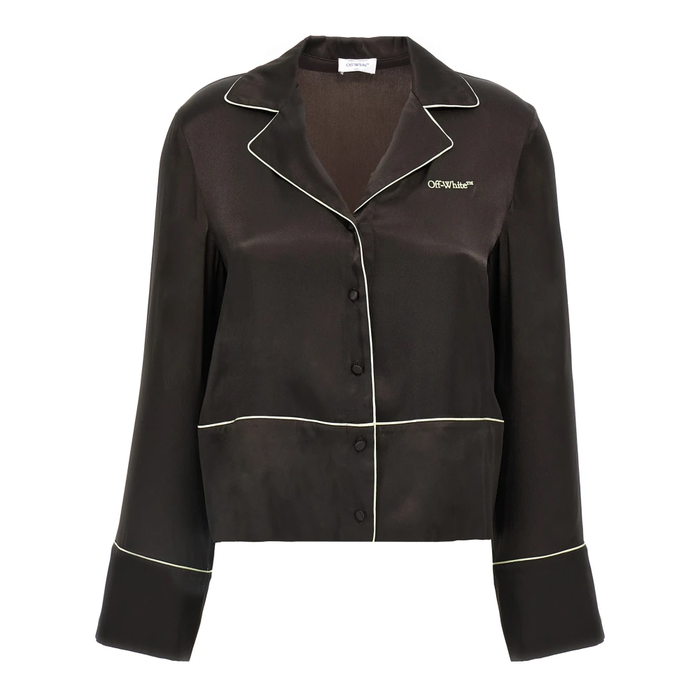 Off White Black Satin Pyjama Shirt - Female - Shirts - M - Blouses & Shirts