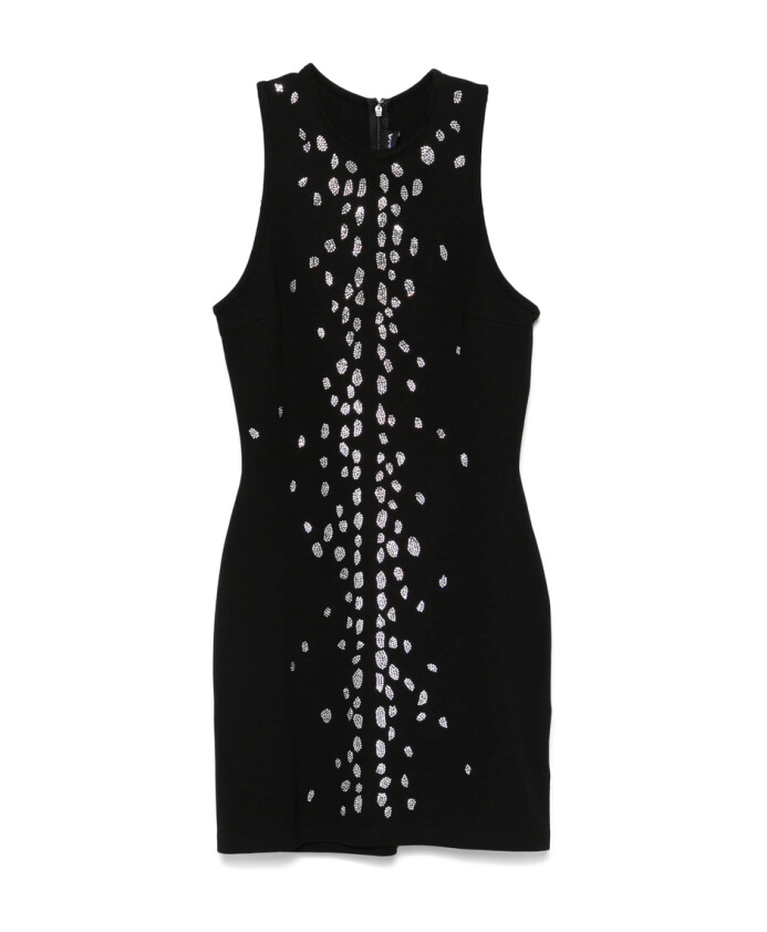 black-sleeveless-round-neck-dress