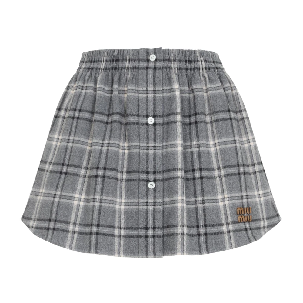 Miu Miu Women's Gray Cotton Midi Skirt - Short Skirts - M - Skirts