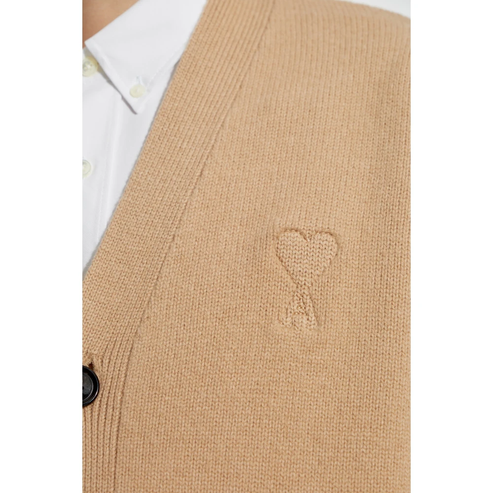 Ami Paris Wollen Vest Beige Heren