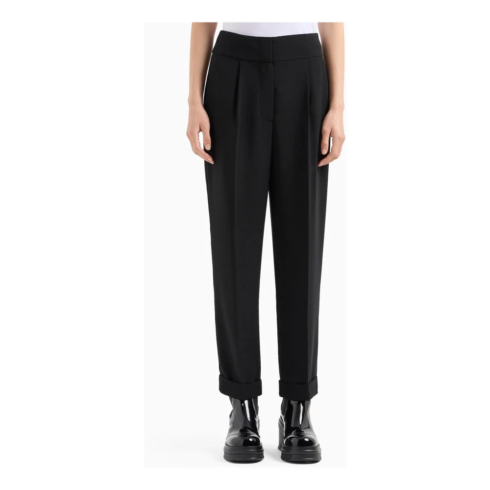 Armani Exchange Zwarte Crêpe Broek met Ritszakken Black Dames