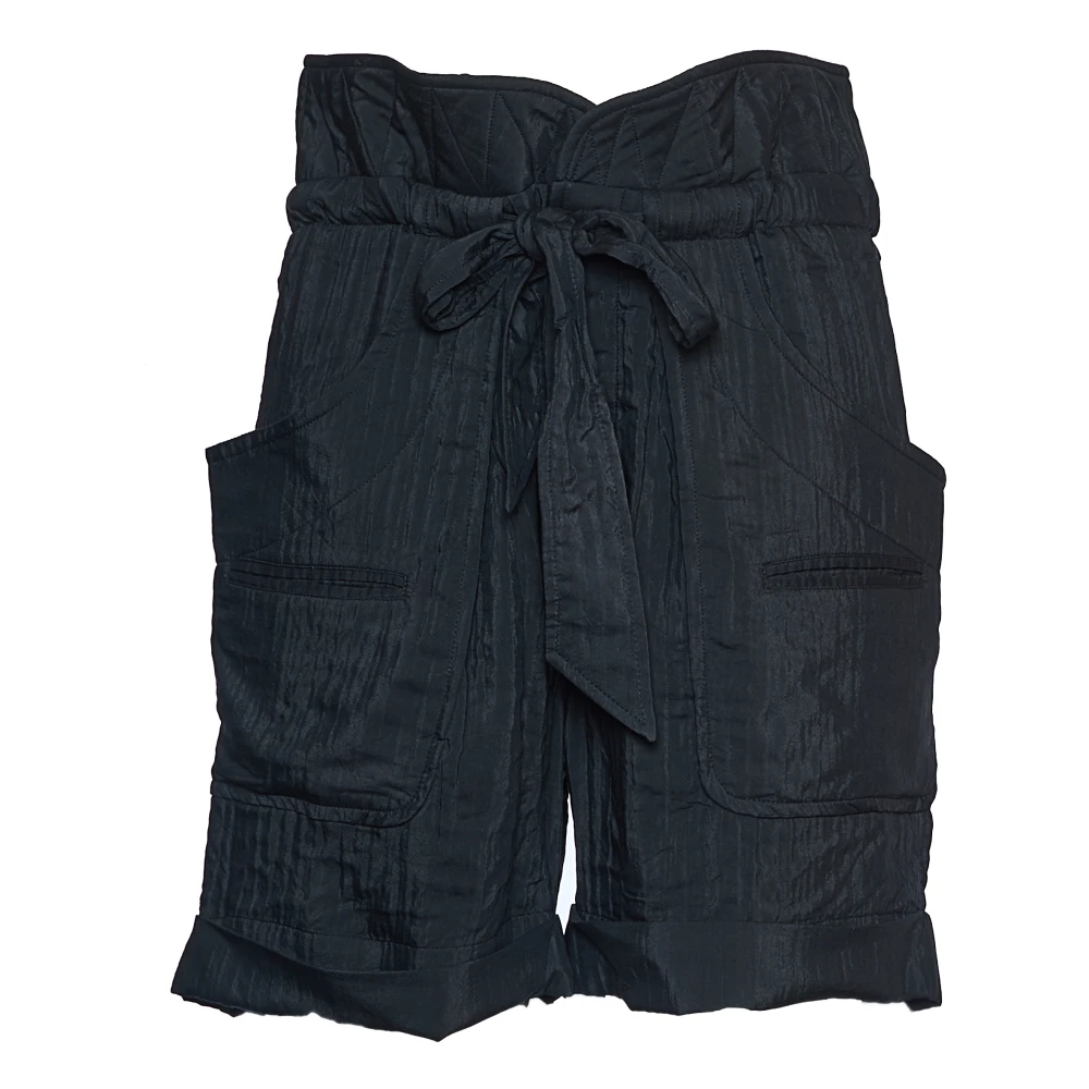 Isabel marant Zwarte Gekreukelde Koordshorts Black Dames