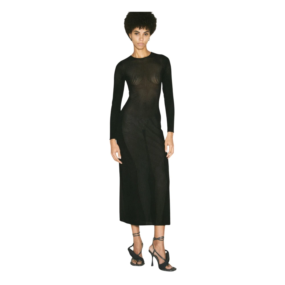 Jean Paul Gaultier Morphing Pinstripe Midi Jurk Black Dames
