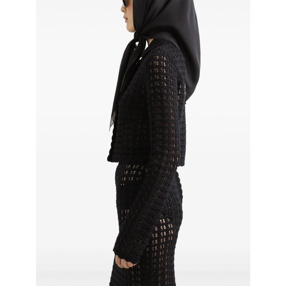 Dolce & Gabbana Zwarte Sweaters met Scallop Rand Black Dames