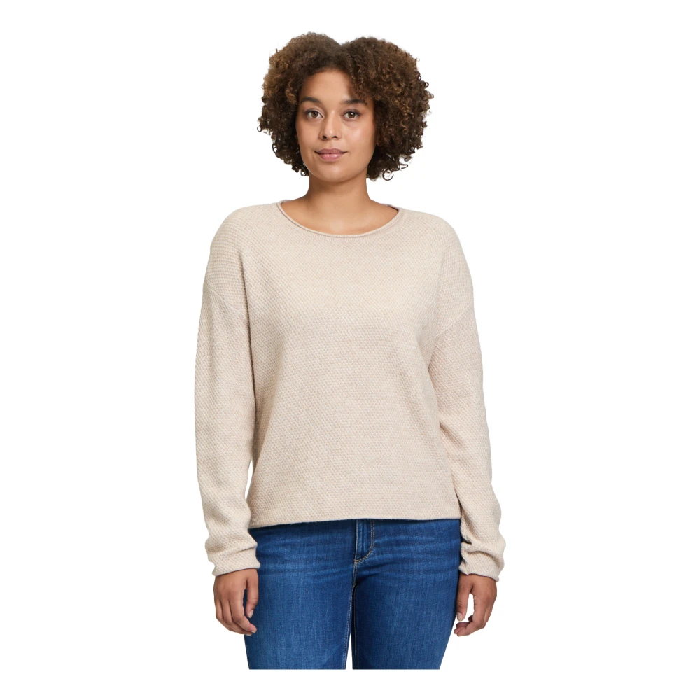 Betty & Co Gebreide trui met ronde hals Beige Dames