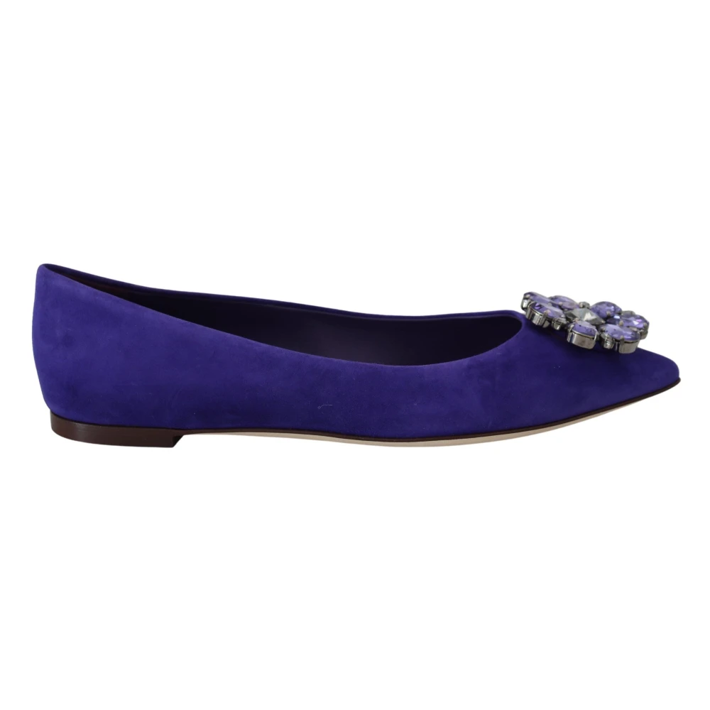 Dolce & Gabbana Women's Purple Suede Crystal Loafers Flats - Ballerina Shoes - 3 1/2 Uk - Shoes