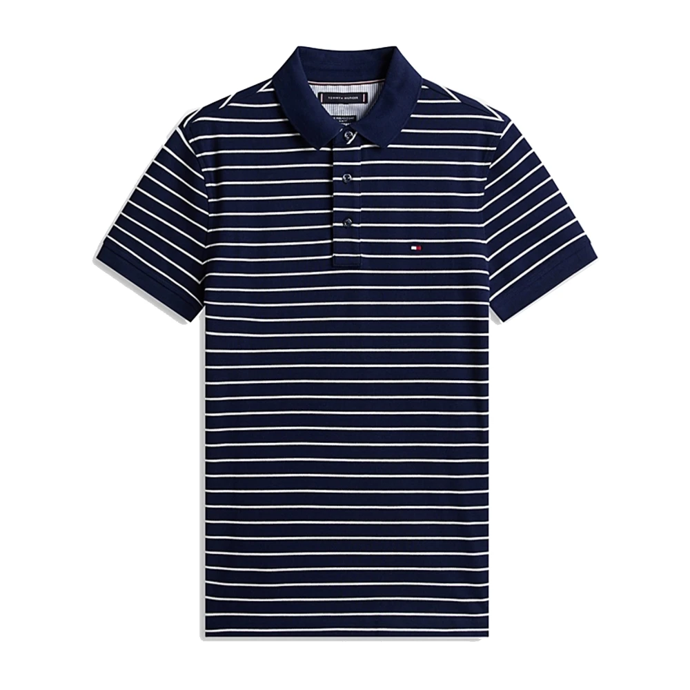 Tommy Hilfiger Men's Blue Polo Shirts, S, 1985 Slim Fit Pique Polo