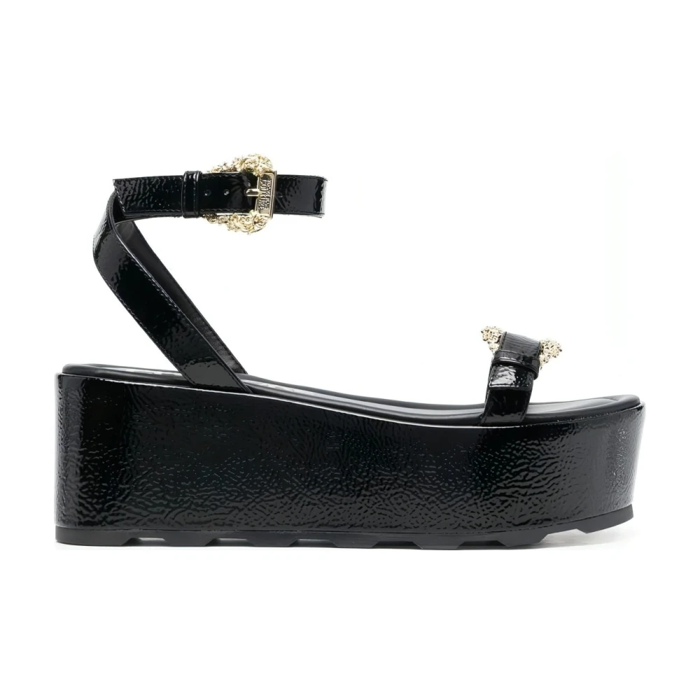 Versace Jeans Couture Svarta platta sandaler Black, Dam