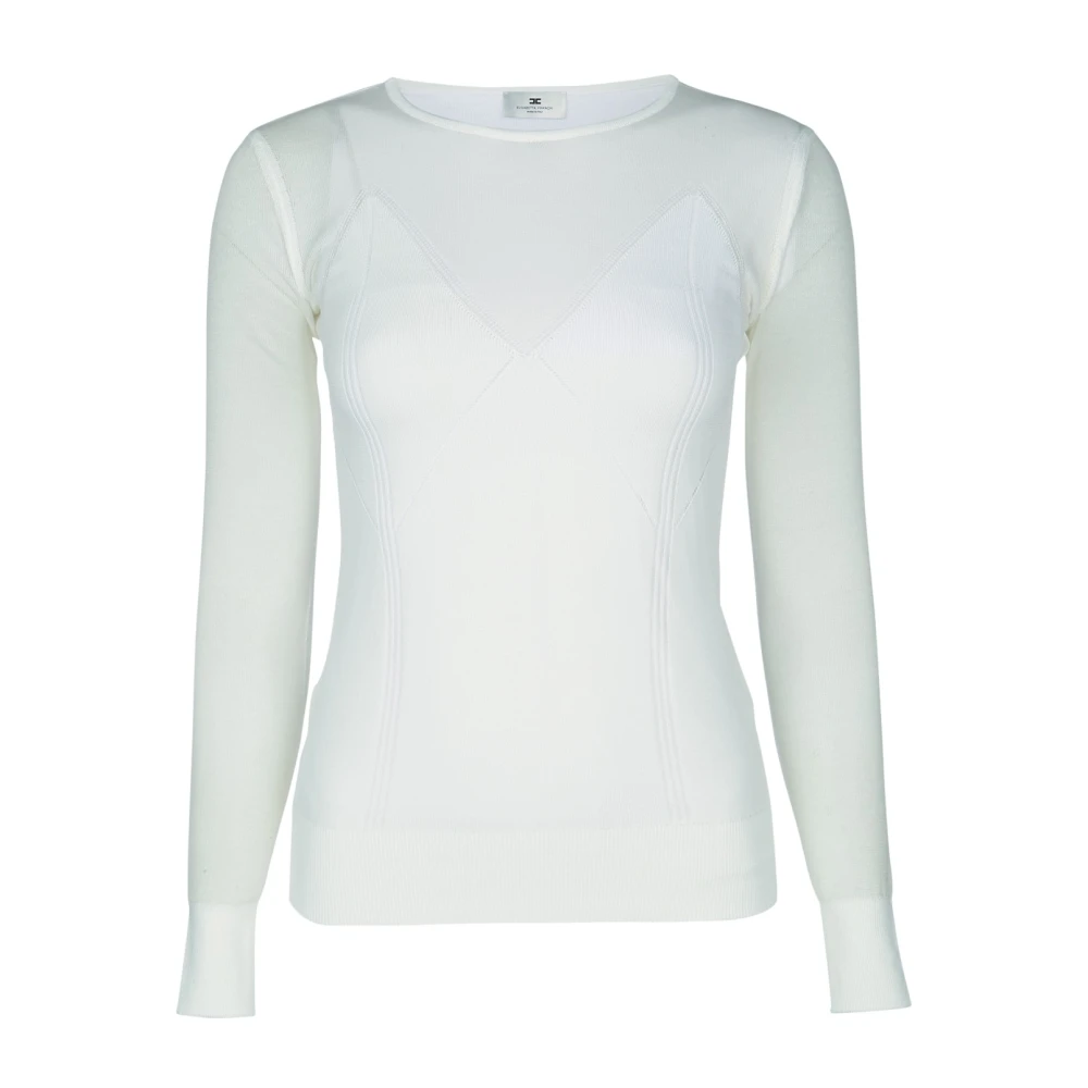 Elisabetta Franchi White Maglia Tricot - Female - Round-Neck Knitwear - Xs - Knitwear