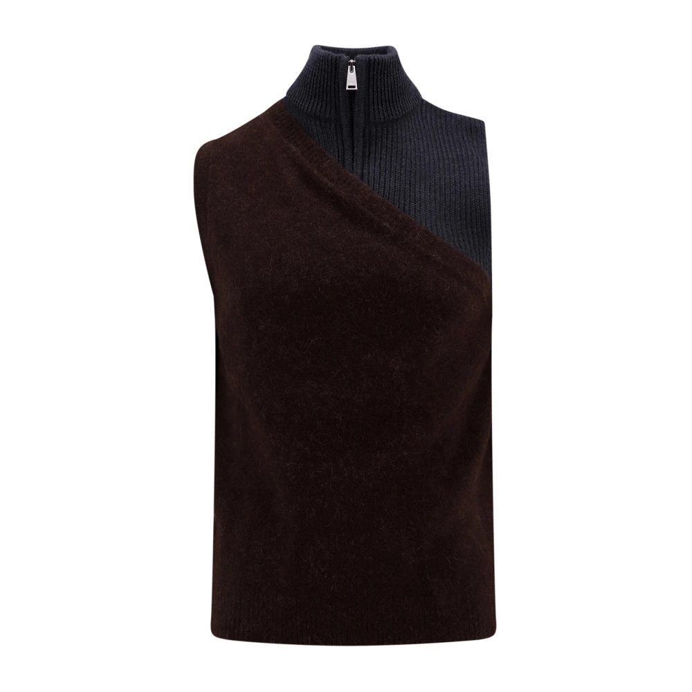 Fendi Multicolor Alpaca Wol Vest Brown Heren
