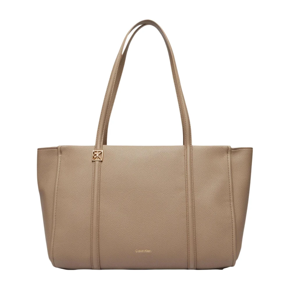 Calvin Klein Women's Beige Emblem Hw Pebble Tote