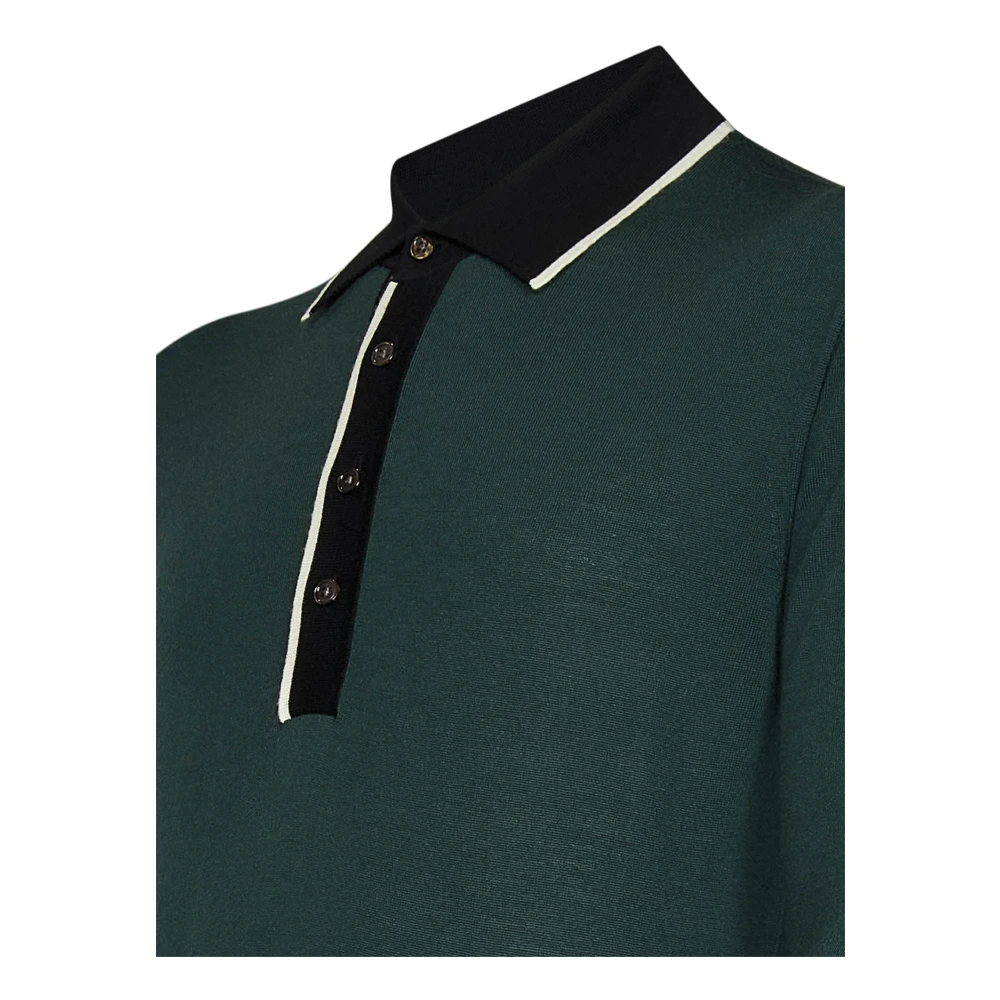 Low Brand Groene Polo T-shirt met Ribgebreide Afwerking Green Heren