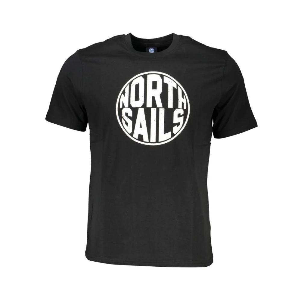 North Sails Zwart Katoen Print Logo T-Shirt Black Heren