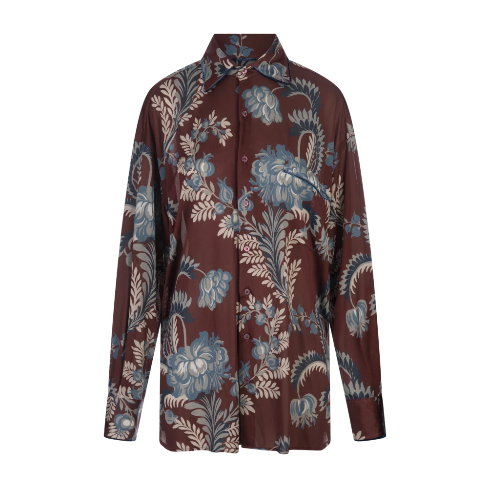 ETRO Burgundy Floral Foliage Print Shirt Multicolor Dames