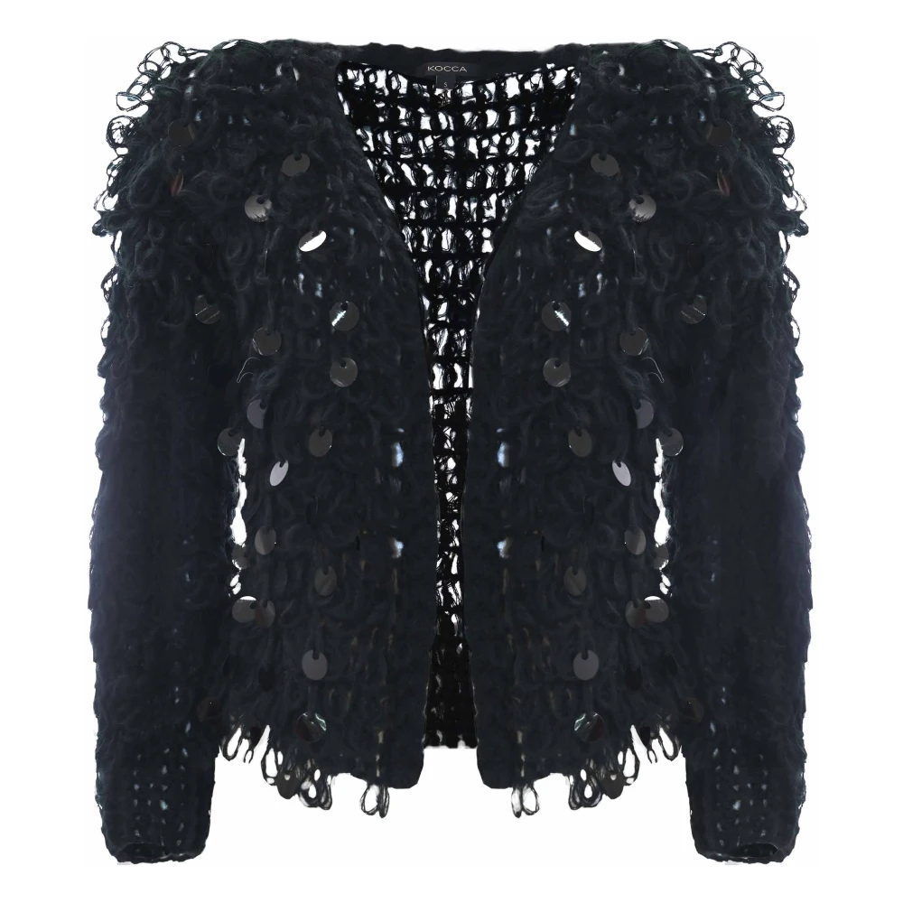 Kocca Gebreid vest met grote pailletten Black Dames